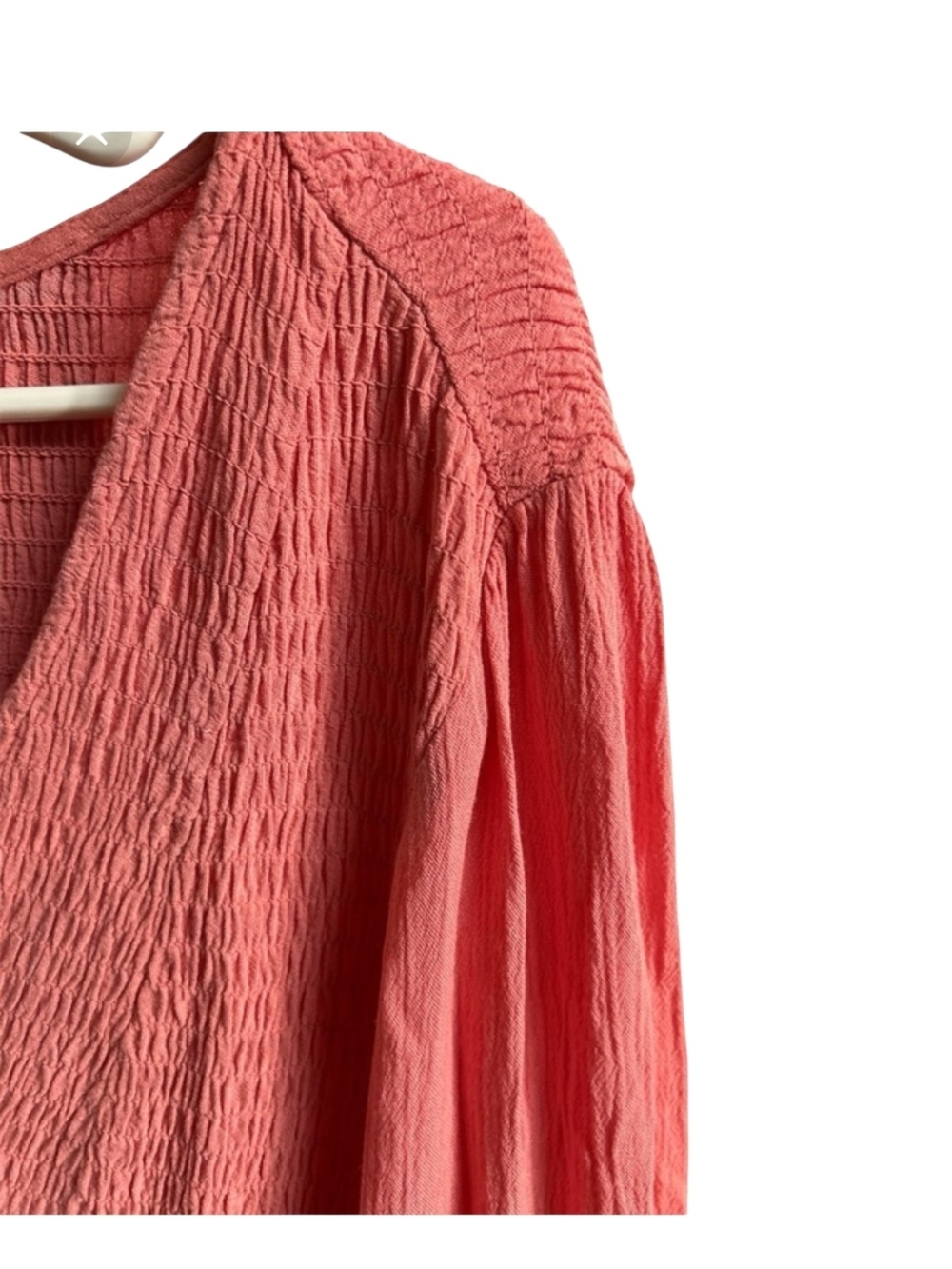 torrid Coral Pink Smocked V-Neck Peplum Tunic - Picture 7 of 7